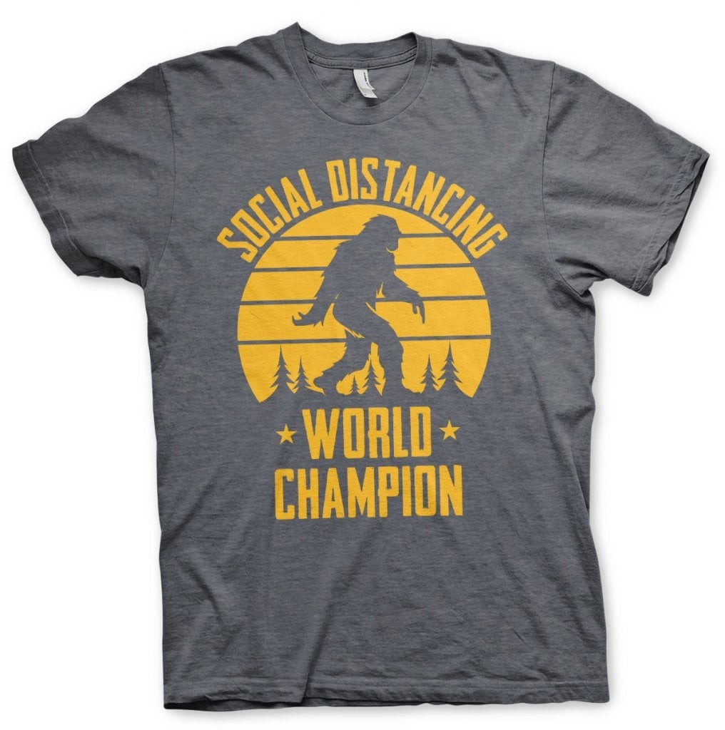 Social Distancing World Champion T-Shirt (Dark-Heather L)