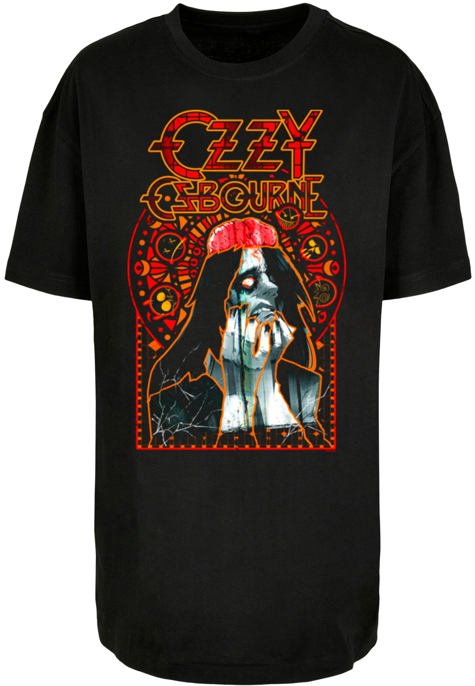 T-shirt med ozzy, röd och oversize – svart (XXL svart)