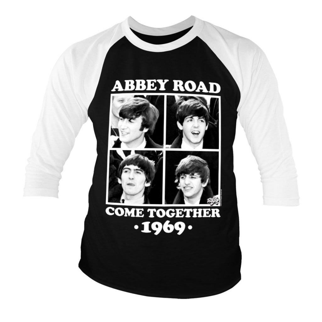 Abbey Road - Come Together Baseball 3/4 Sleeve Tee (S White-Black)