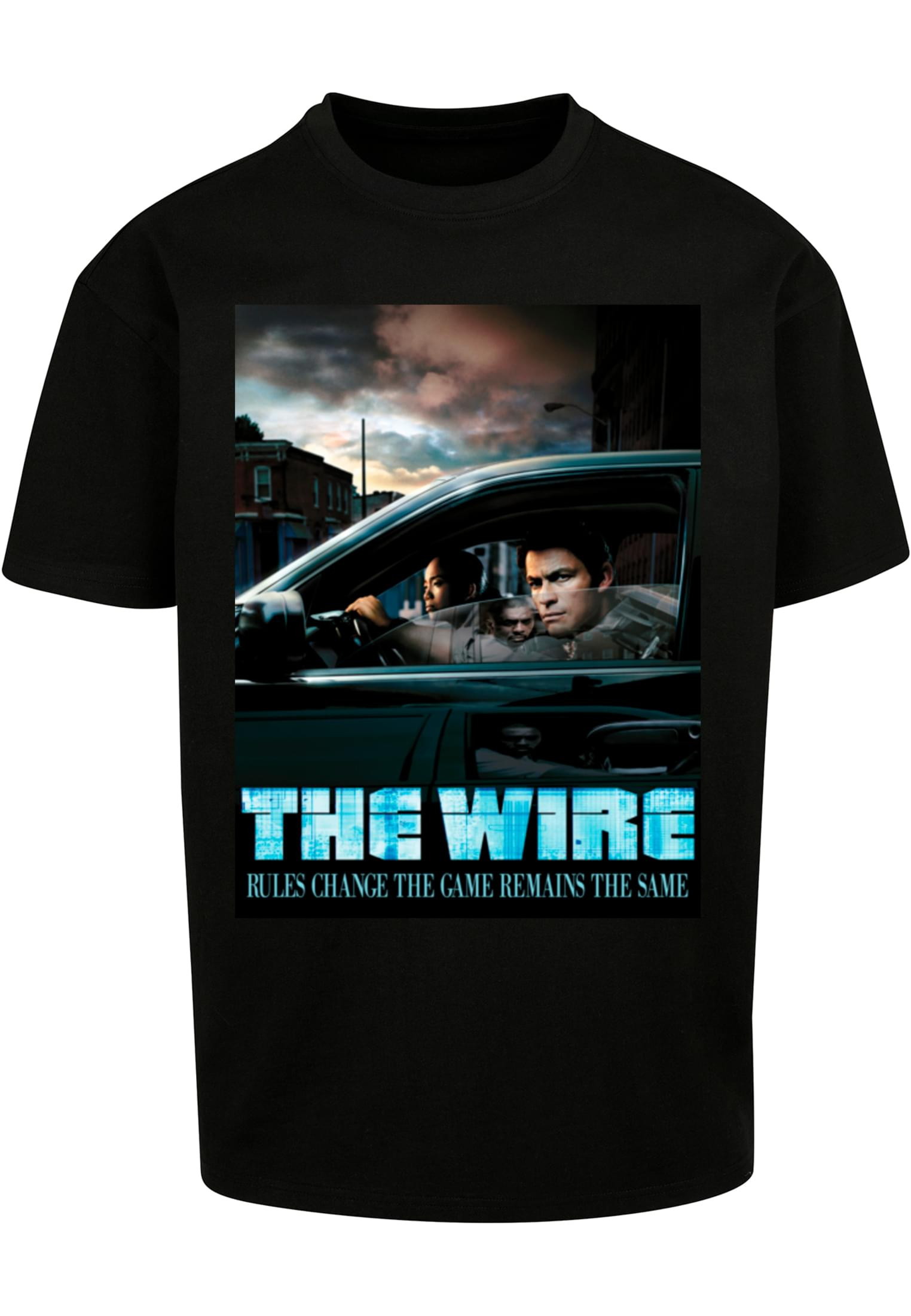 Bild av bil med karaktärer The Wire Poster Bil T-shirt för herr – svart (L svart)