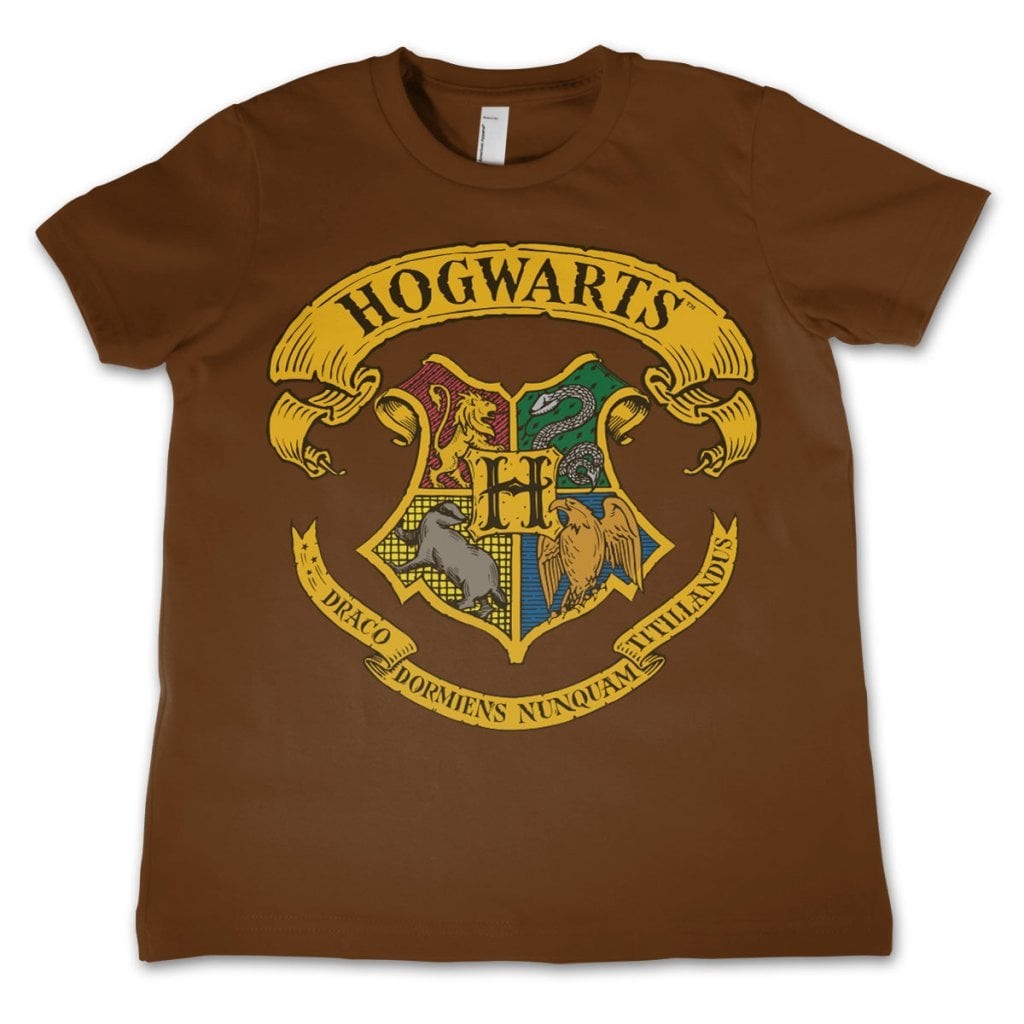 Harry Potter - Hogwarts Crest Kids T-Shirt (Brown 9-10 år)