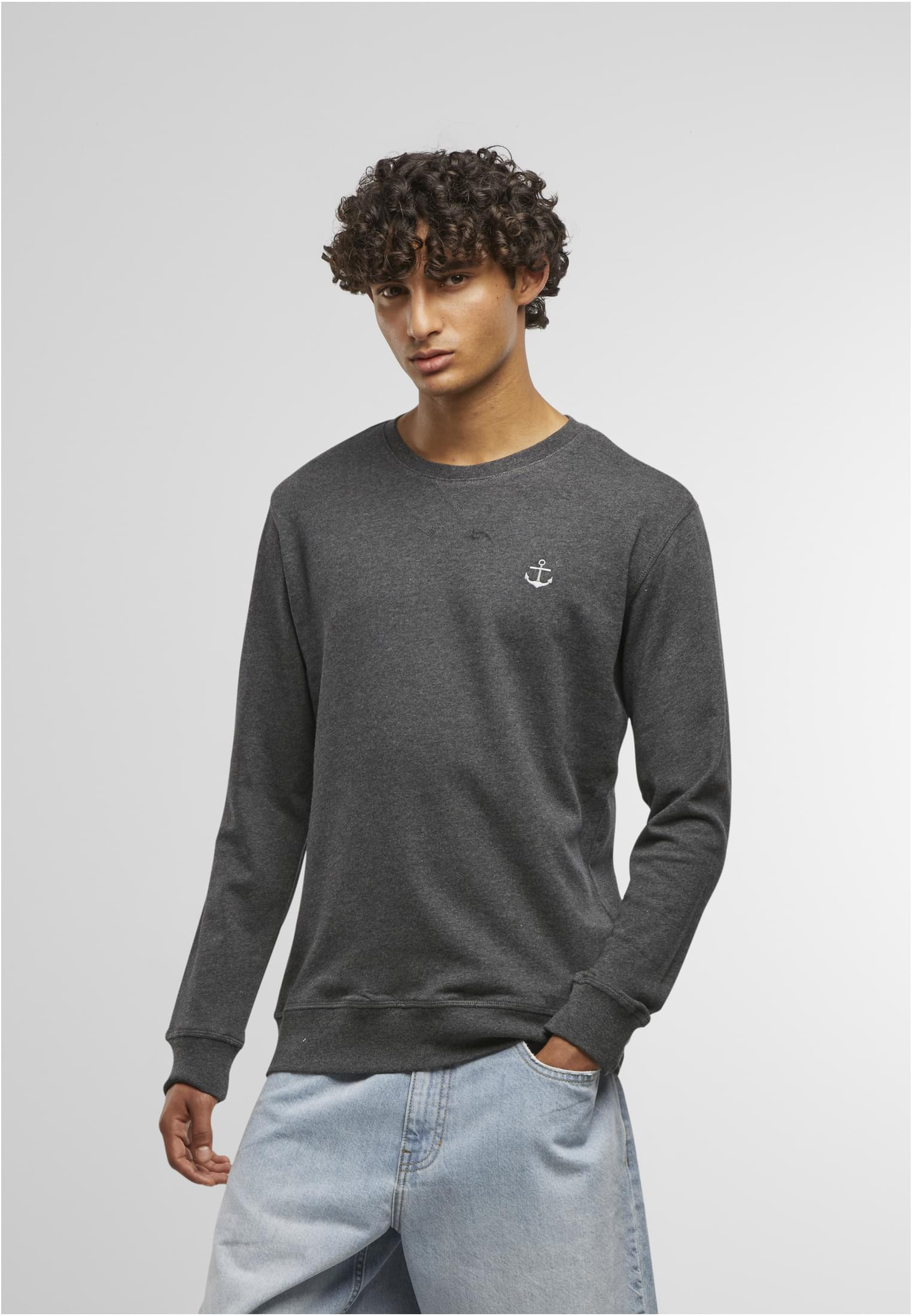 Ankare bröst Anchor Sign EMB Light Crew Sweatshirt – charcoal (L charcoal)