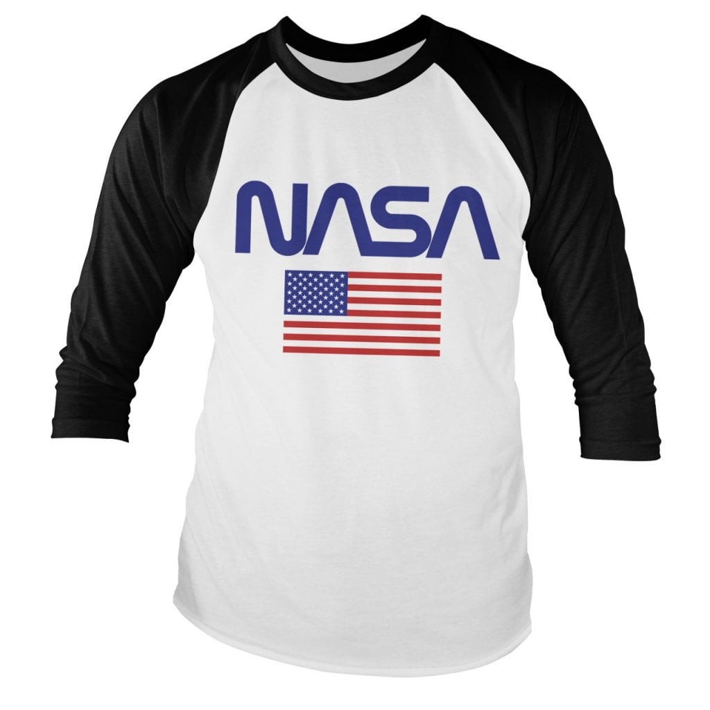 NASA - Old Glory Baseball Long Sleeve Tee (S Vit-Svart)