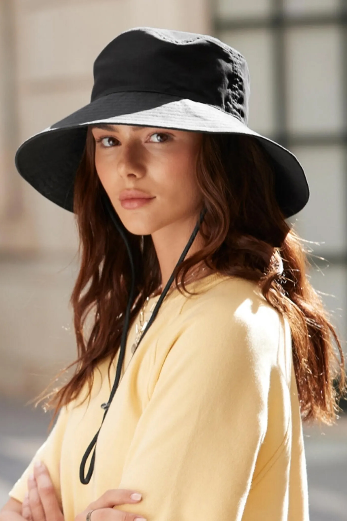 Solhatt med brett brätte - UPF50+ (Black)