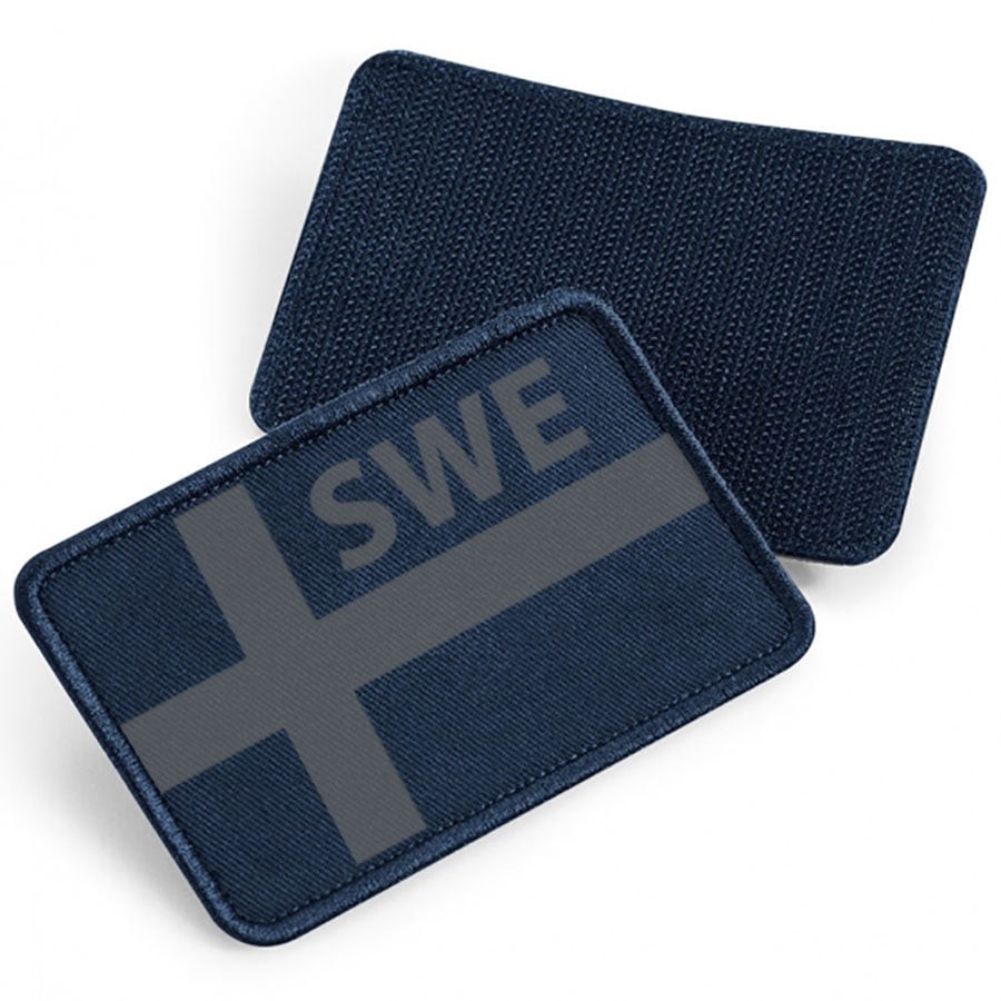 SWE gray flag - tygpatch med kardborre (French navy Onesize)