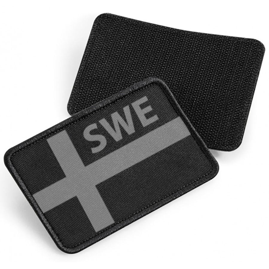 SWE gray flag - tygpatch med kardborre (Black Onesize)