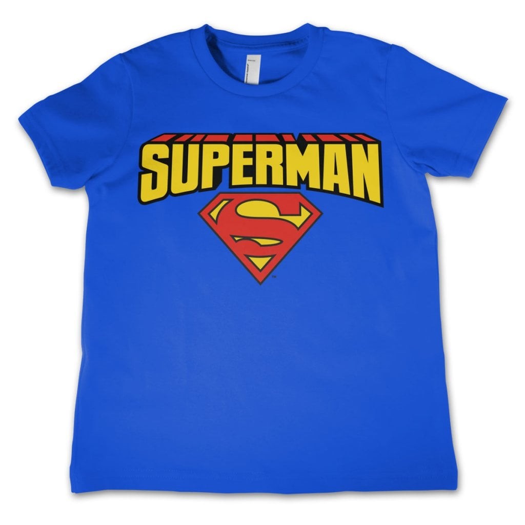 Superman Blockletter Logo Kids T-Shirt (3-4 år Blue)