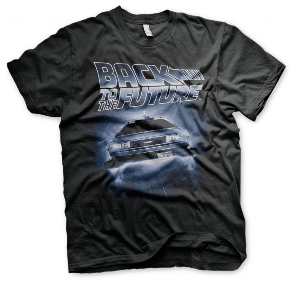 Back To The Future - Flying Delorean T-Shirt (Black L)