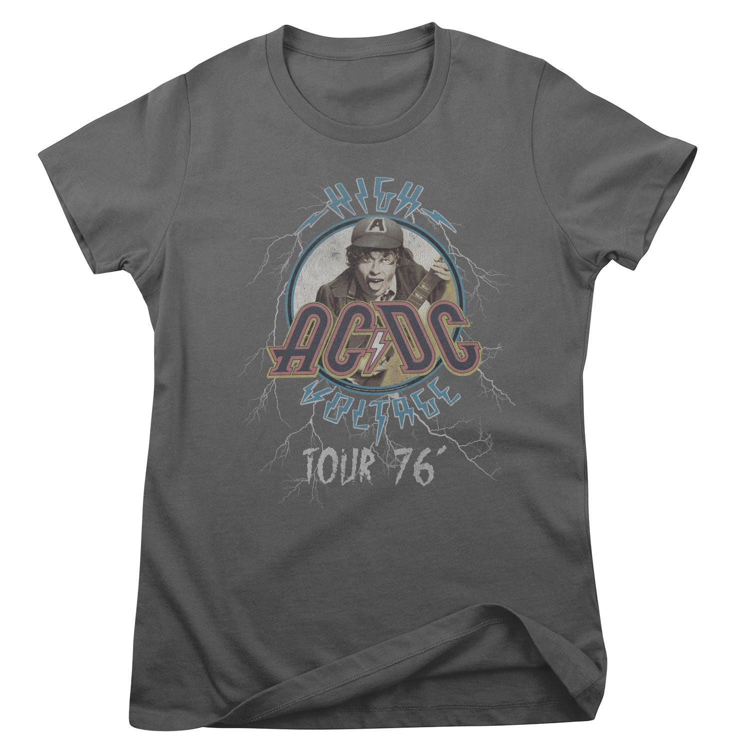 AC/DC High Voltage Tour 76 Girly Tee (L DarkGrey)