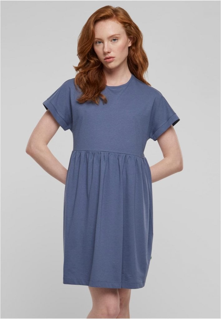 Casual T-shirt klänning med rynkad kjol (3XL vintageblue)