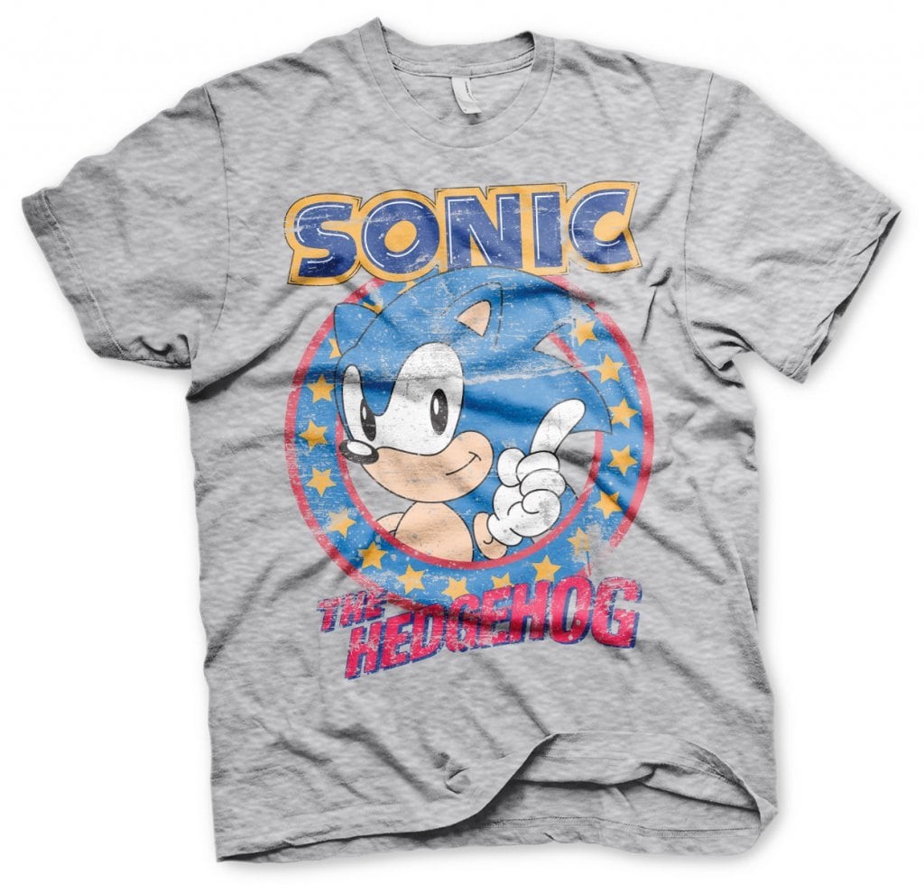 Sonic The Hedgehog T-Shirt (Heather-Grey L)