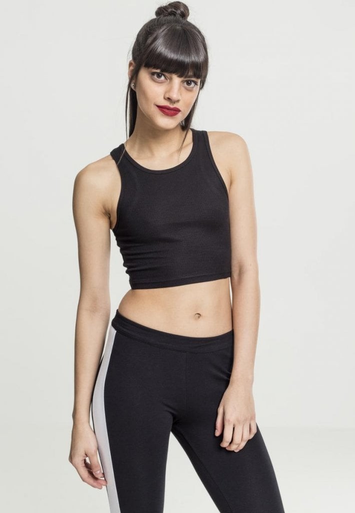Ribbad magtröja i viskos (Svart S)