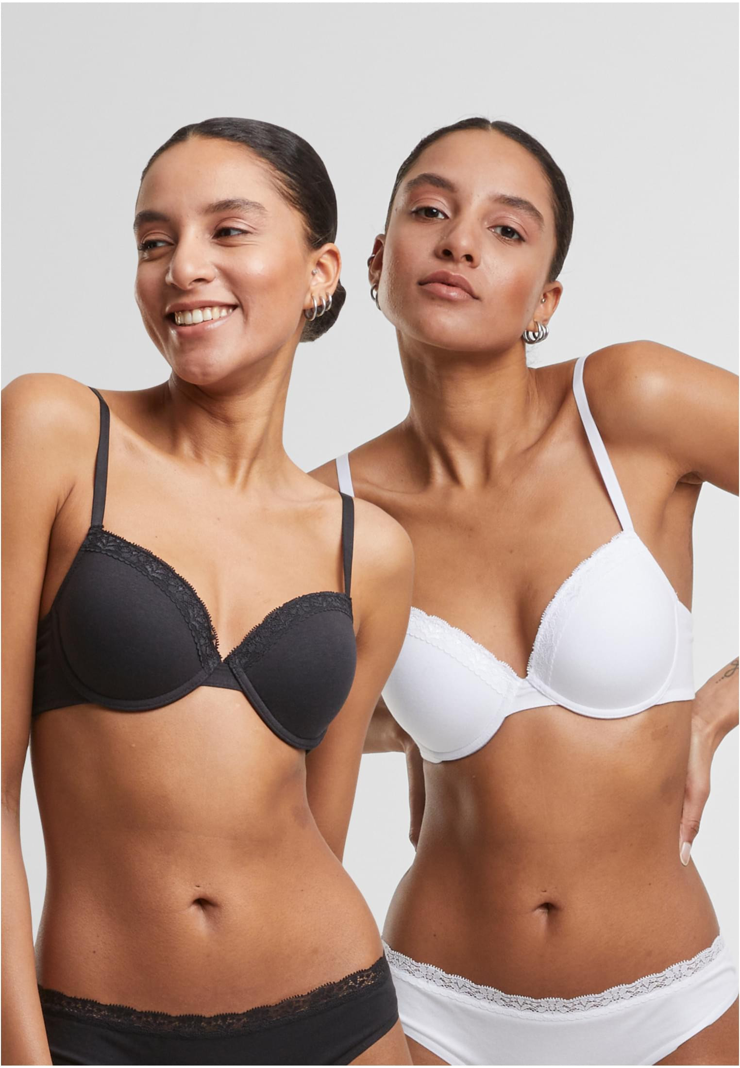 Basic Cotton BH Lace 2-Pack (70A black+white)