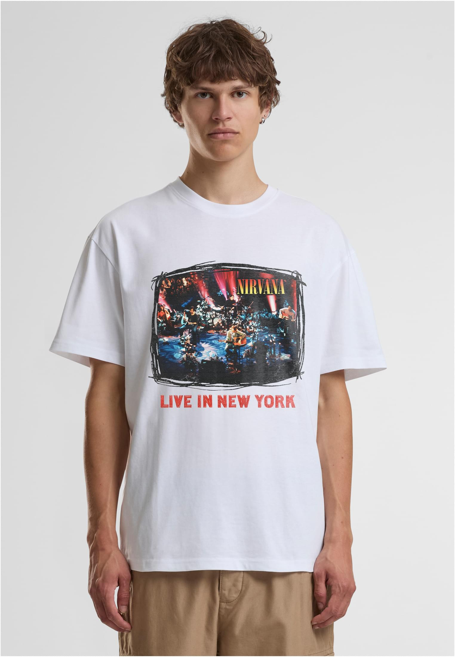 Nirvana T-shirt för herr Live in New York – vit (L vit)