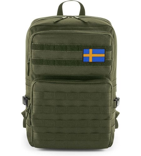 MOLLE ryggsäck - Sverige flagga (Olive)