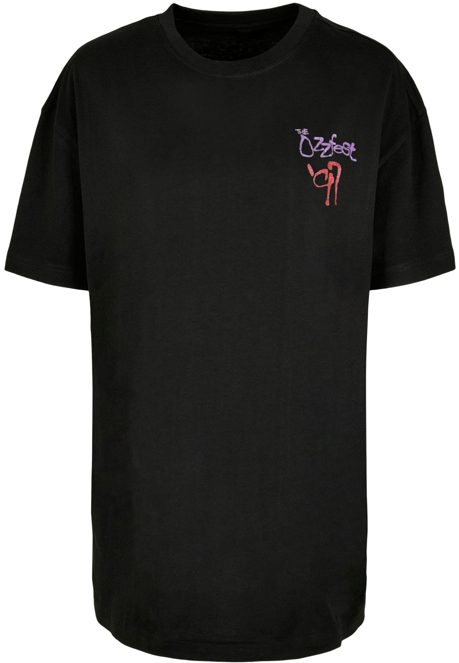 T-shirt med färgglad karikatyr, text– svart (XL svart)