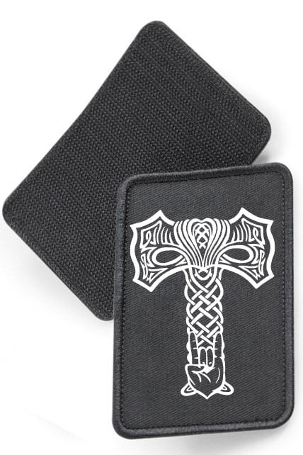 Rocking mjölnir - tygpatch med kardborre (Graphite gray Onesize)