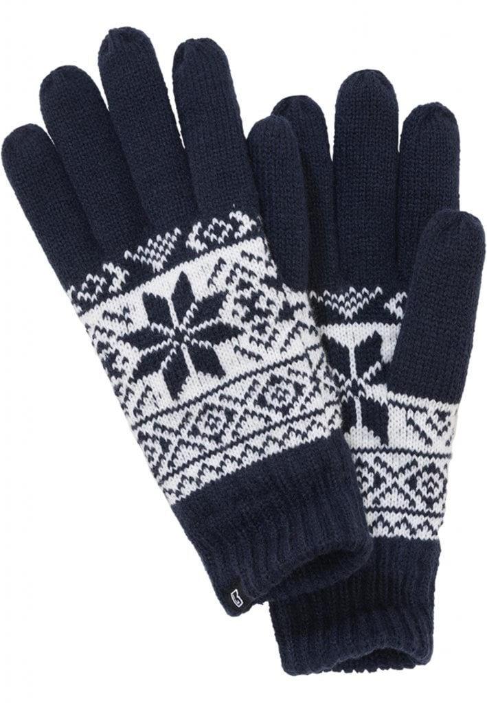 Lusemönstrade stickade vantar - navy/vit (L navy)