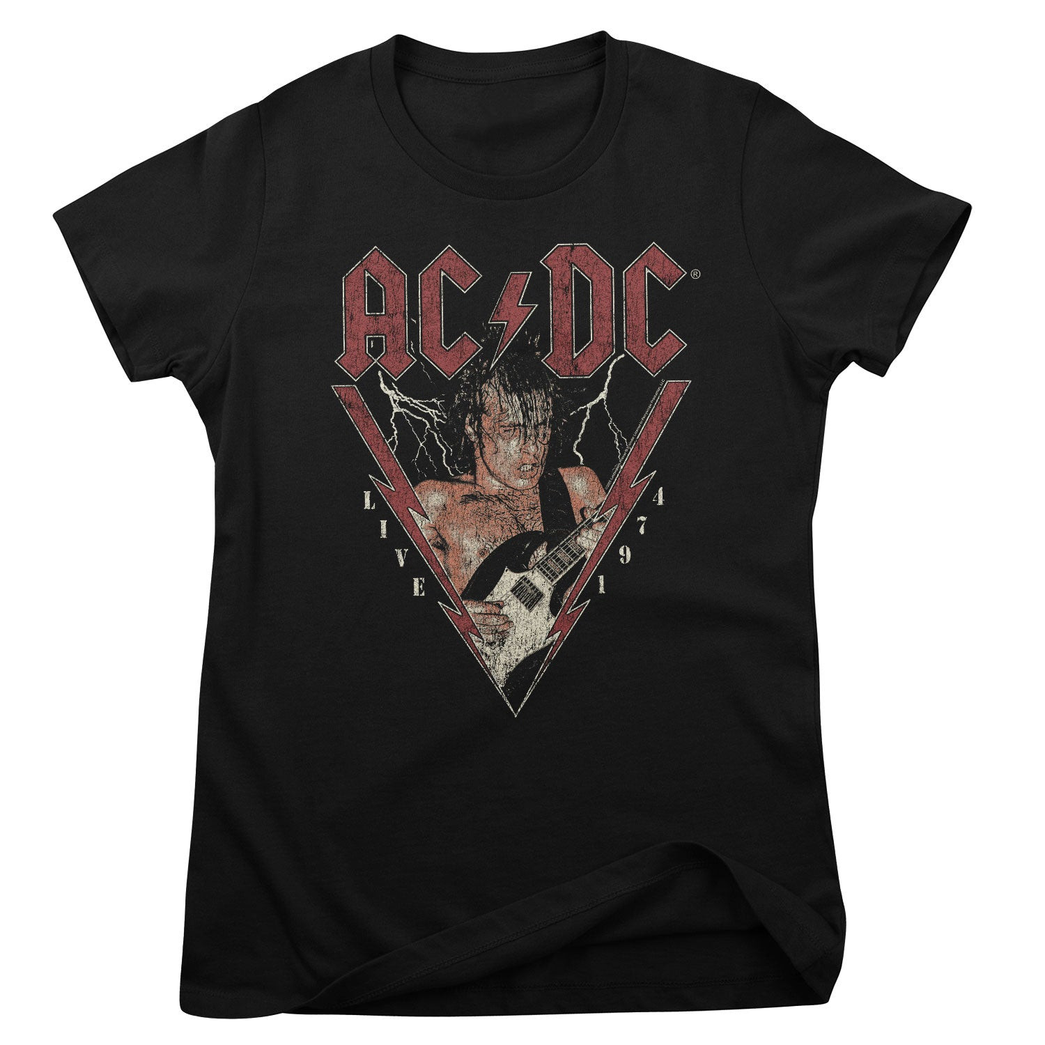 AC/DC - Live 1974 Girly Tee (L Black)
