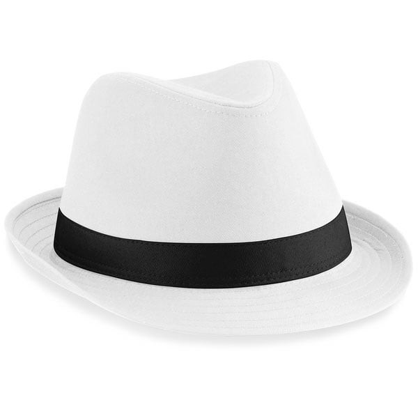 Fedora hatt (L/XL White/black)