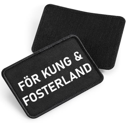 För Kung & Fosterland - tygpatch med kardborre (Black Onesize)