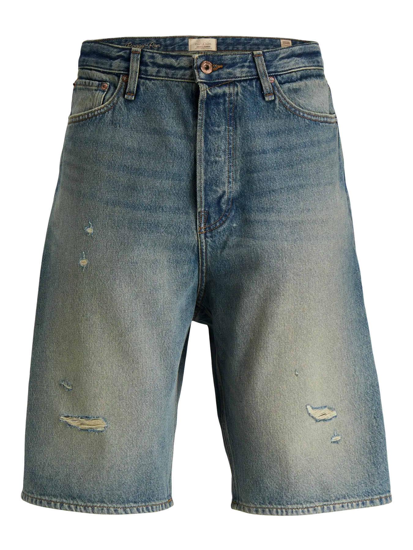 Blå denimshorts herr - sliten outdoor look (XXL Blue)