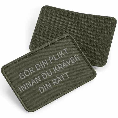 Gör Din Plikt - tygpatch med kardborre (Military green)