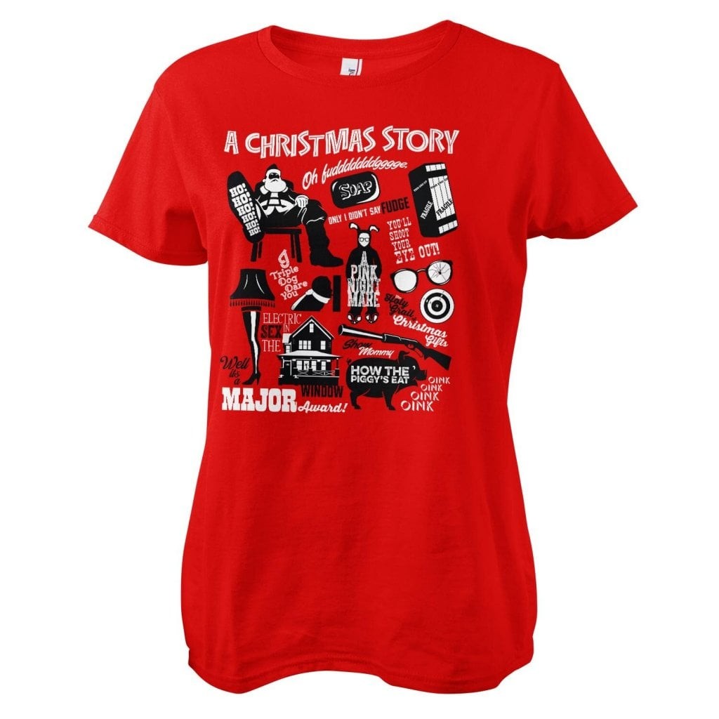 A Christmas Story icons Girly Tee (Red L)
