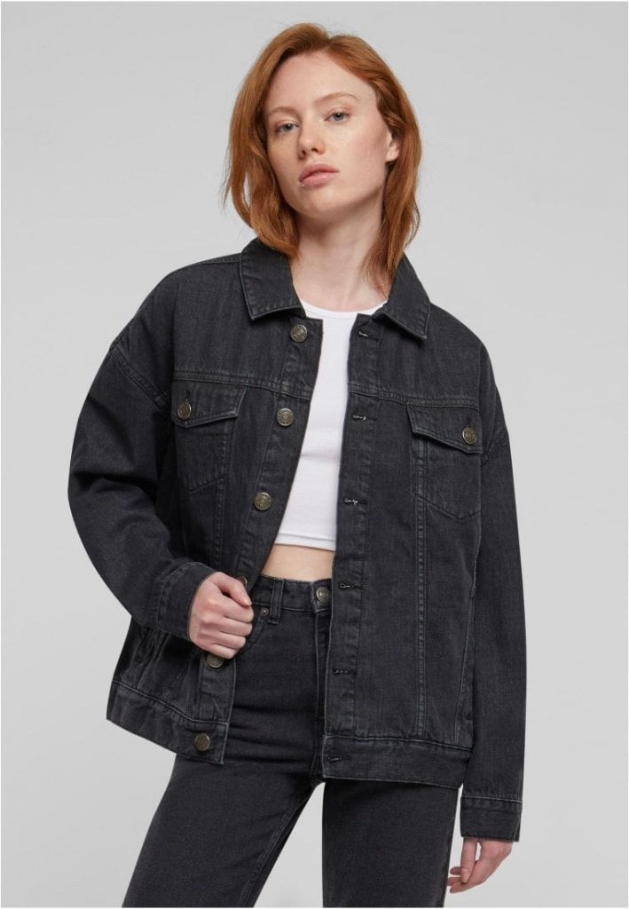 90-tals oversize jeansjacka - dam (3XL black washed)