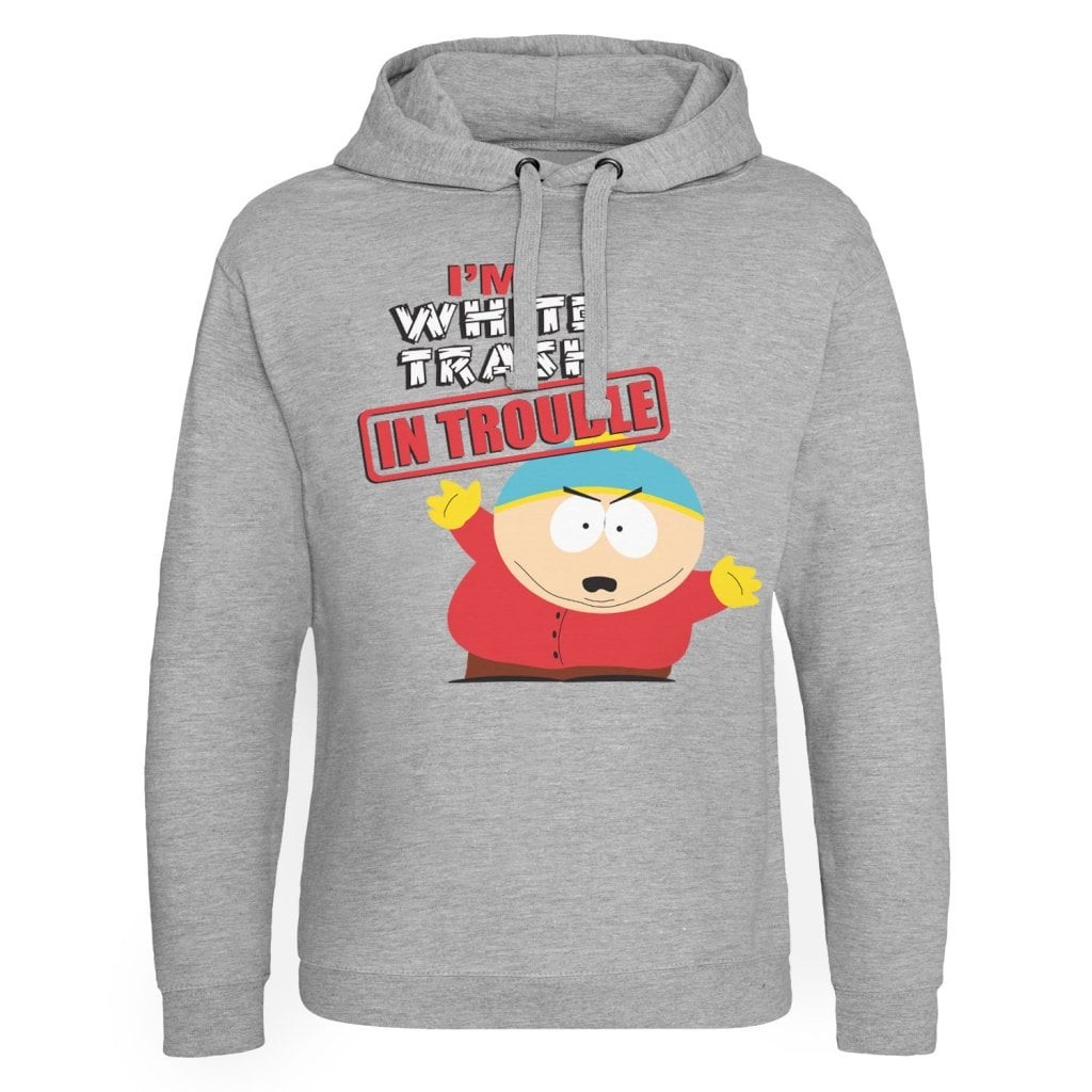 South Park - I'm White Trash In Trouble Epic Hoodie Herr (Heather-Grey L)