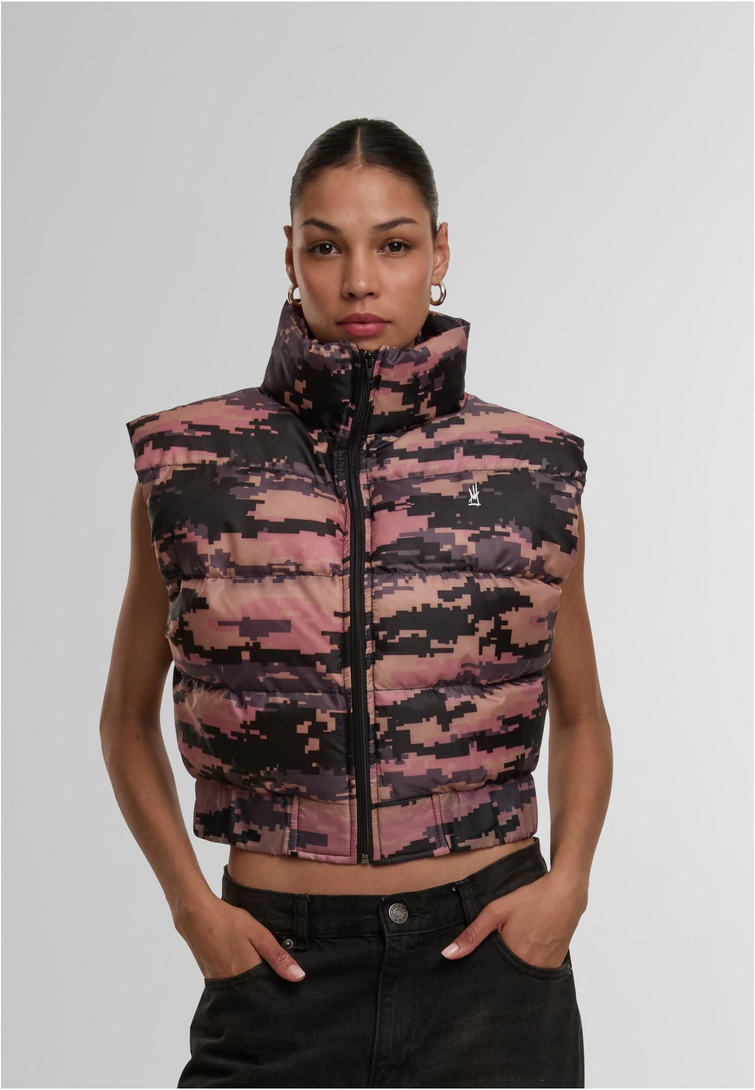 Quiltad västt för dam – pixelcamouflage (L pixelcamouflage)