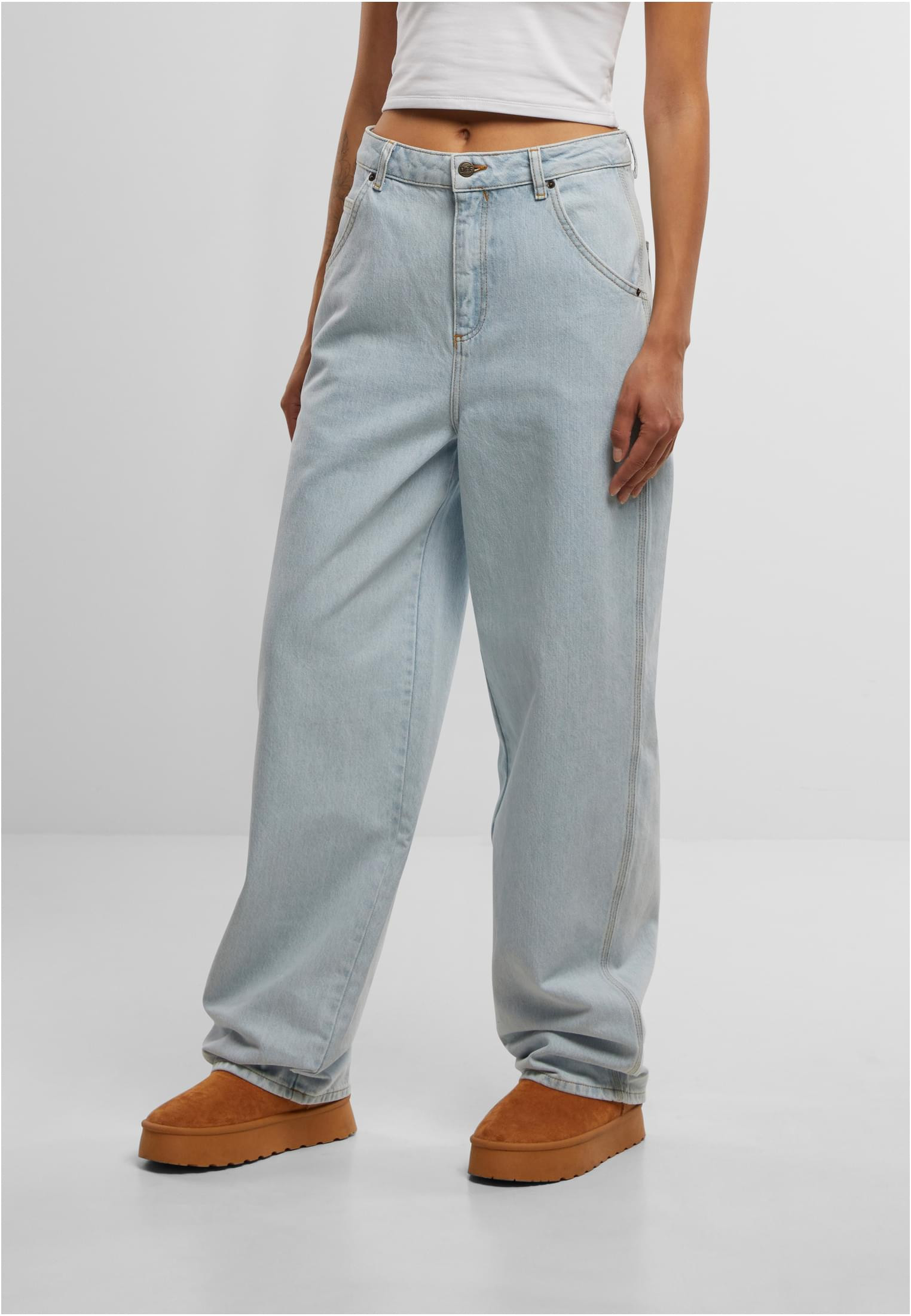 Byxor med dEF Straight oversize – ice blue (L ice blue)