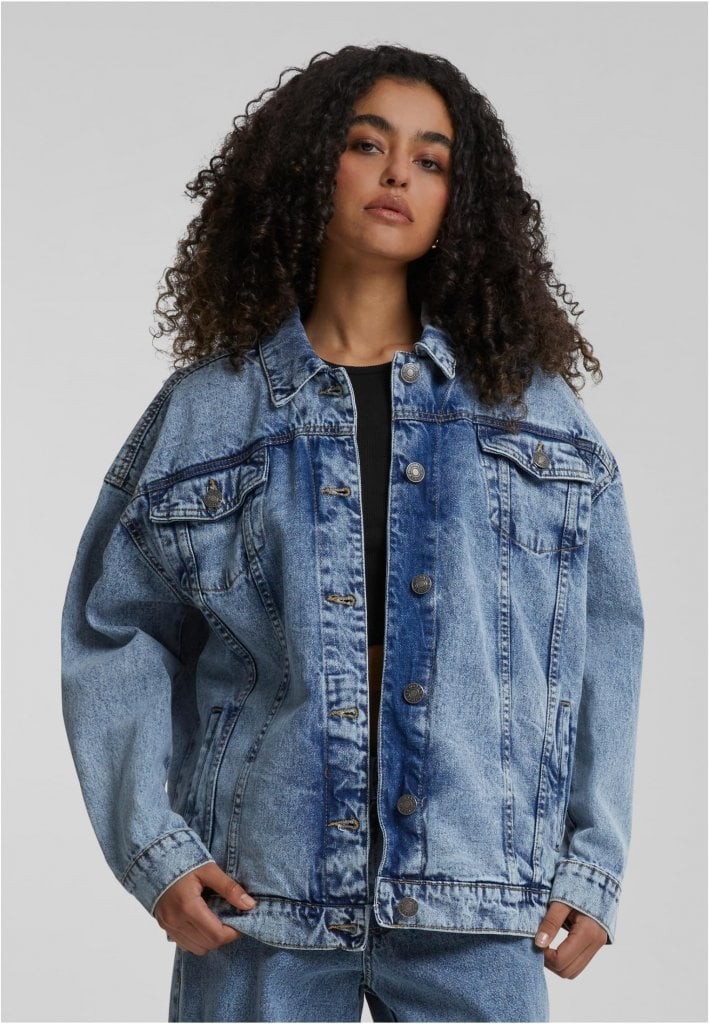 90-tals oversize jeansjacka - dam (S tinted lightblue washed)