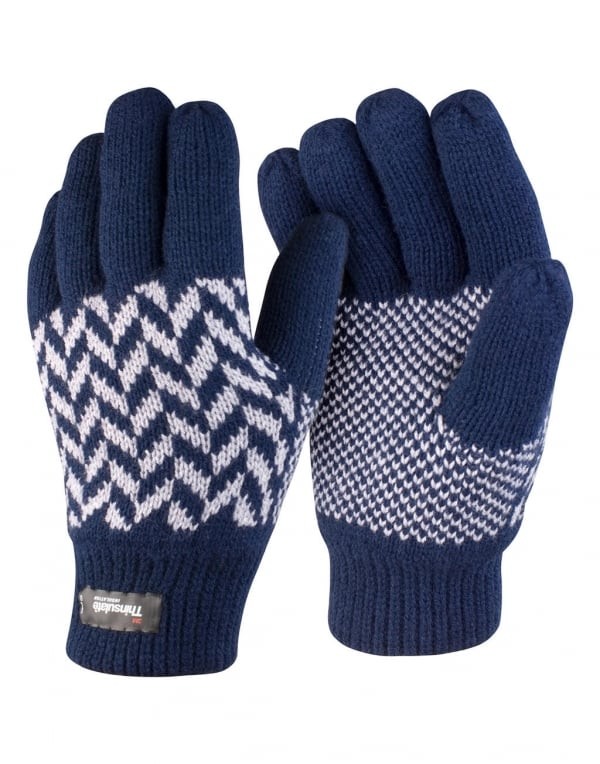 Mönstrade stickade fingervantar - Thinsulate (L/XL)