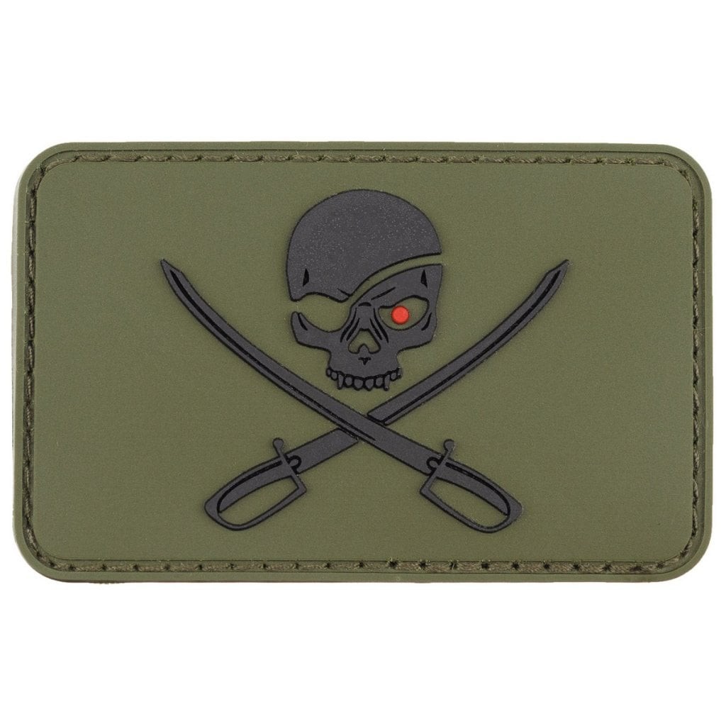 Skull with Swords PVC patch OD green