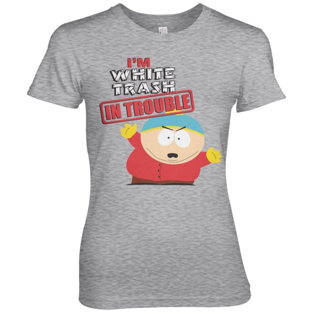 South Park - I'm White Trash In Trouble Tjej T-shirt (Heather-Grey L)