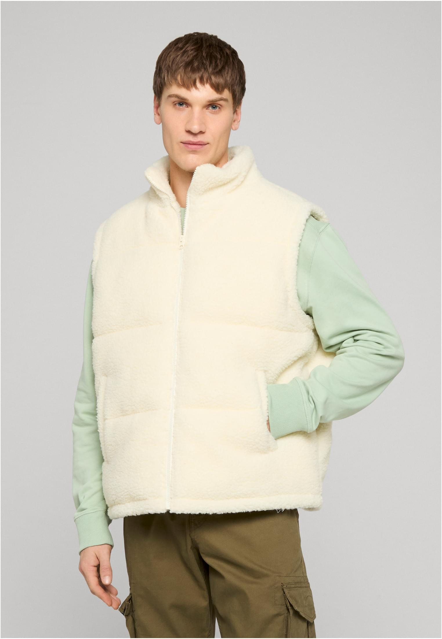 Basic Teddy Puffer västt - Whitesand (3XL whitesand)