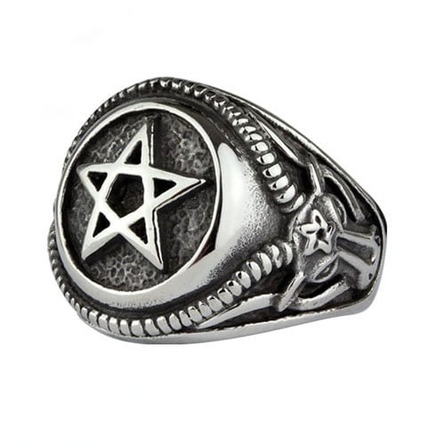 Big Pentagram ring i rostfritt stål (56)
