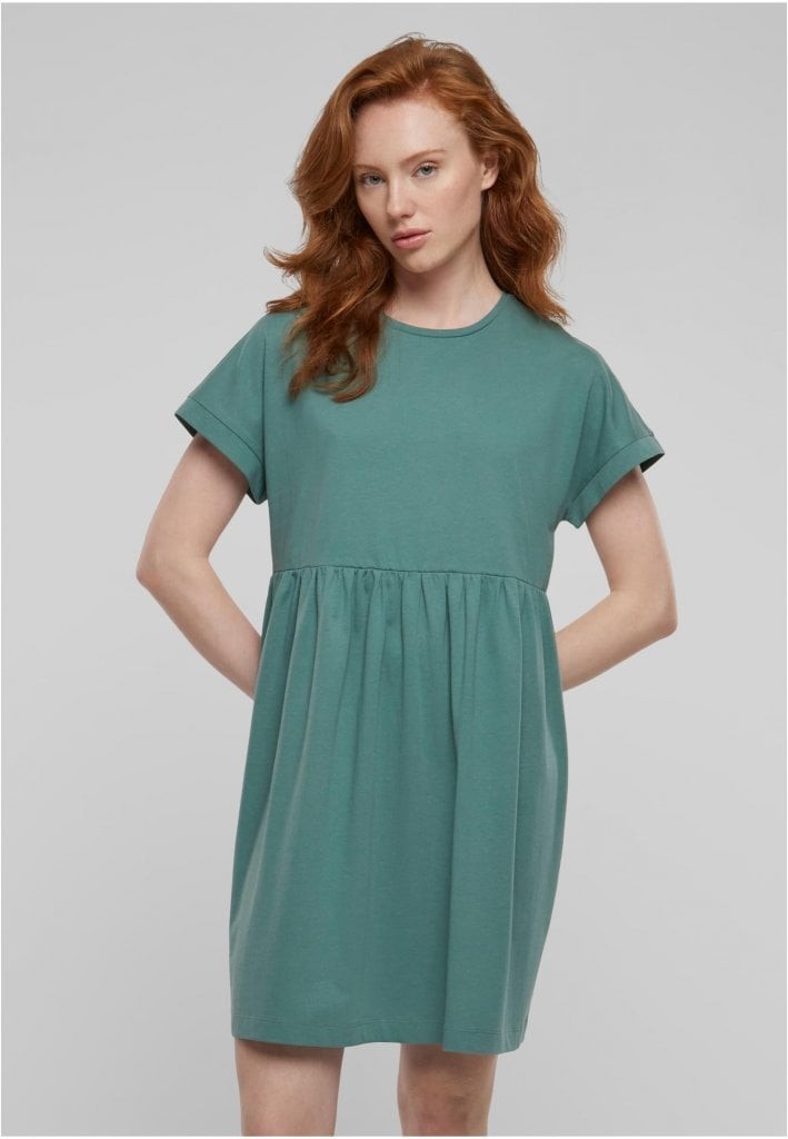Casual T-shirt klänning med rynkad kjol (3XL paleleaf)