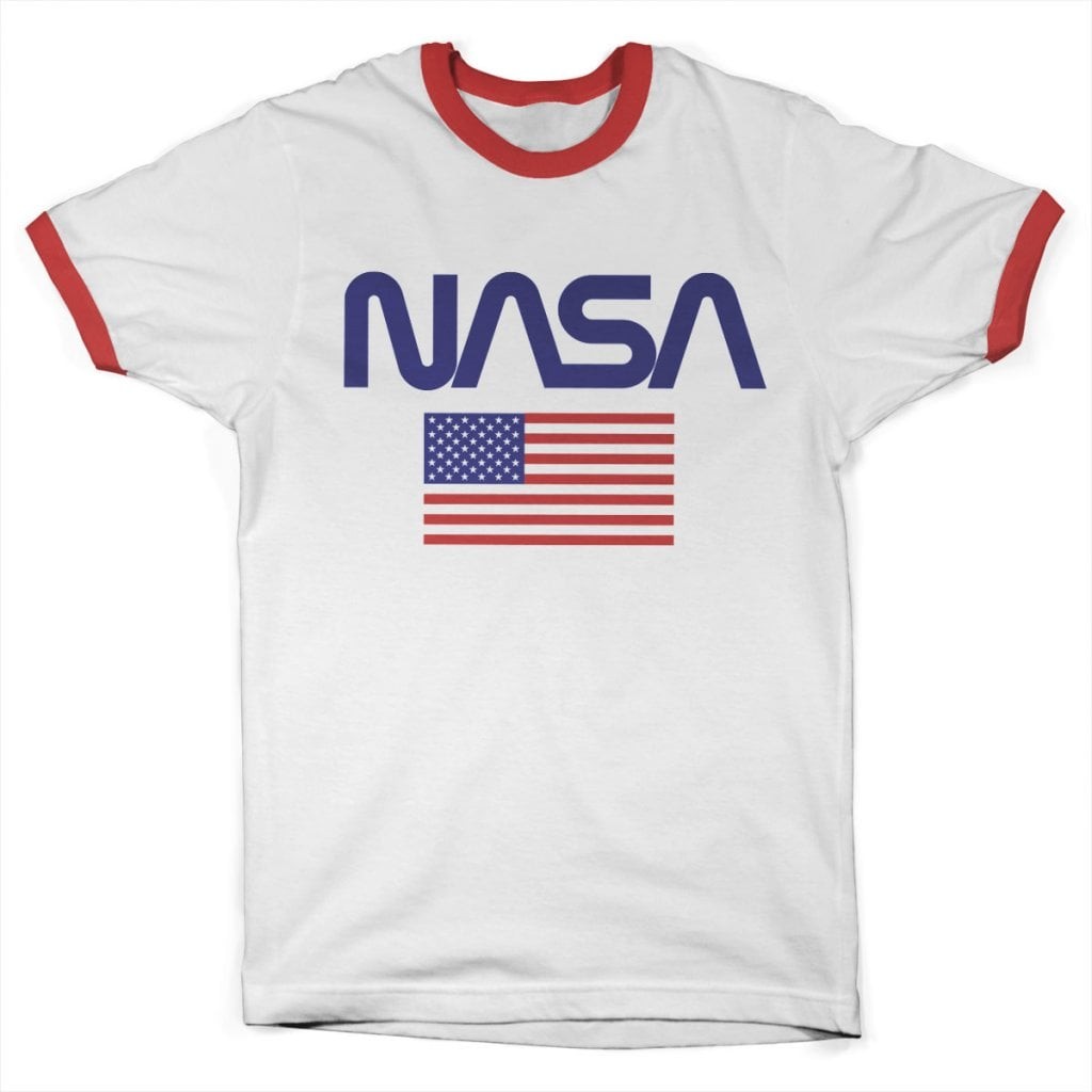 NASA - Old Glory Ringer Tee (S Vit-Röd)