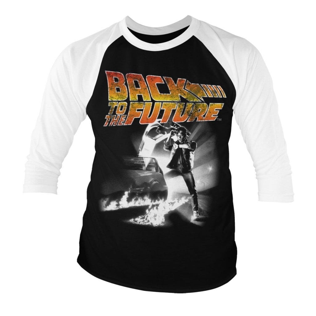 Back To The Future Poster Baseball 3/4 Sleeve Tee (S WhiteBlack)