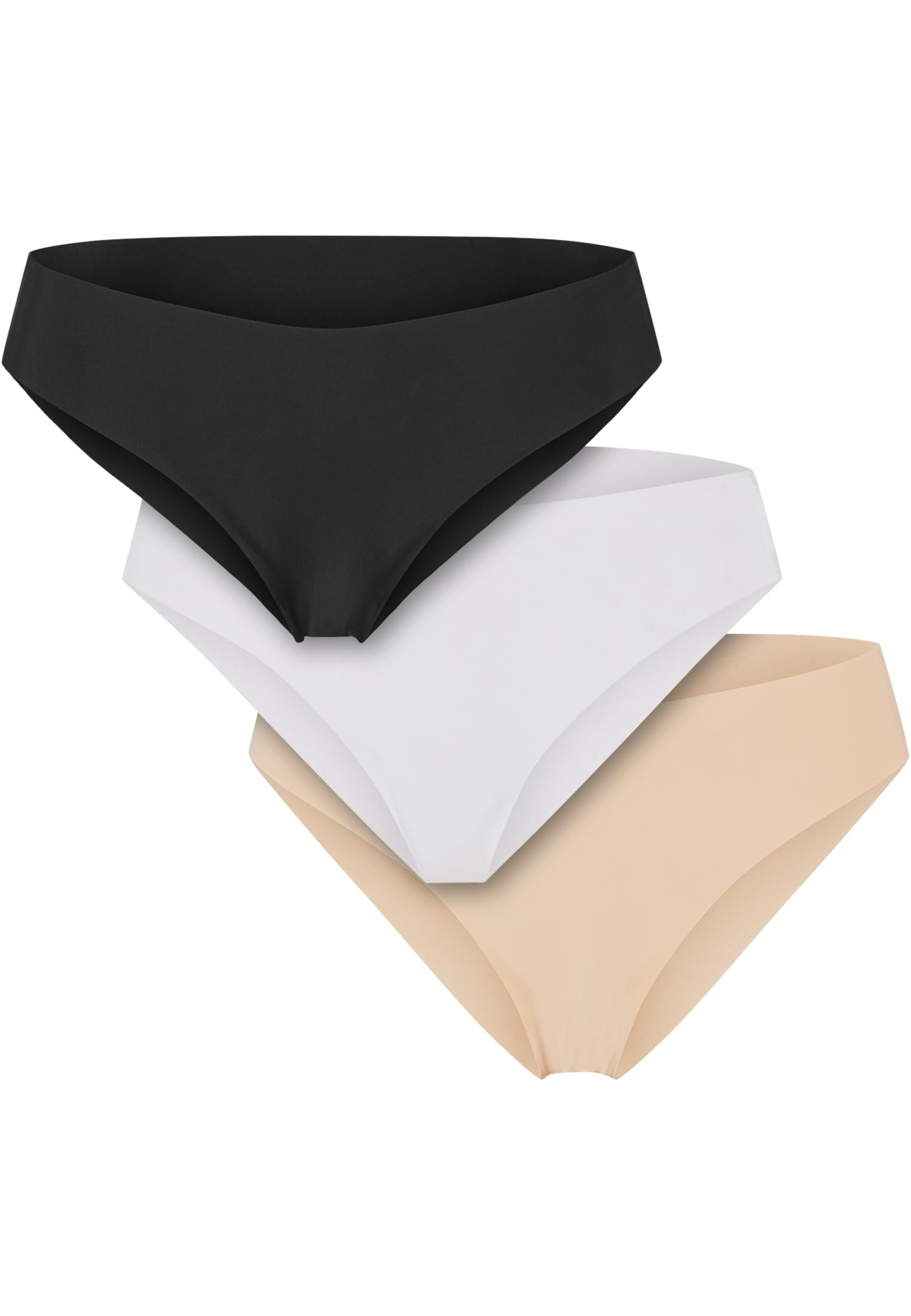Laserskurna Brazilian-trosor med stretch – 3-pack (L black+white+nude)