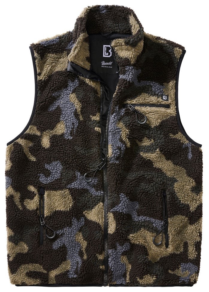 Väst i teddyfleece - darkcamo (S darkcamo)