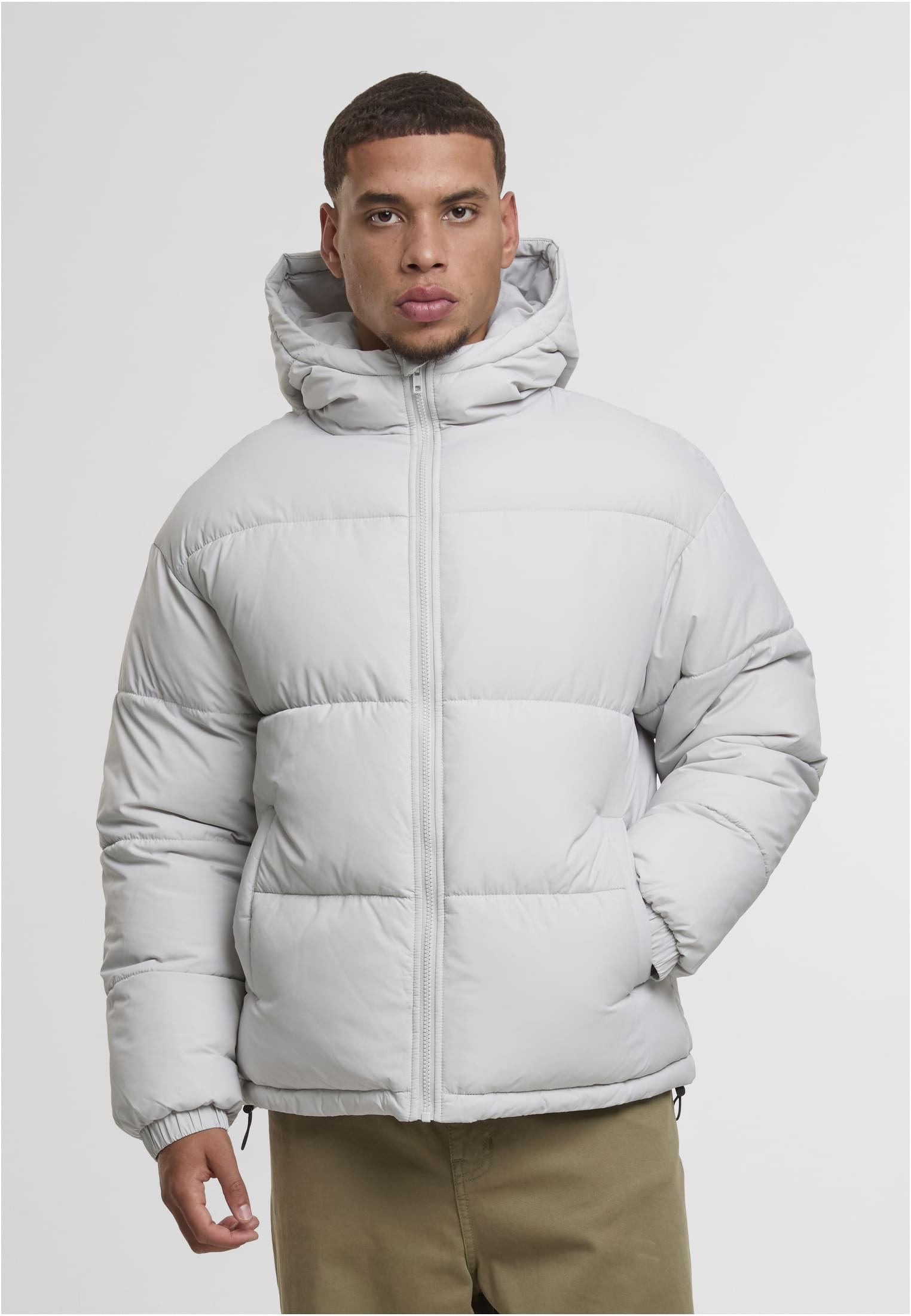 Basic Puffer Jacket With Hood för herr – Lightasphalt (L lightasphalt)