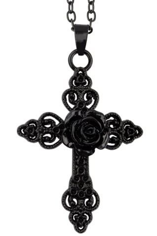 Black Rose Cross - halsband