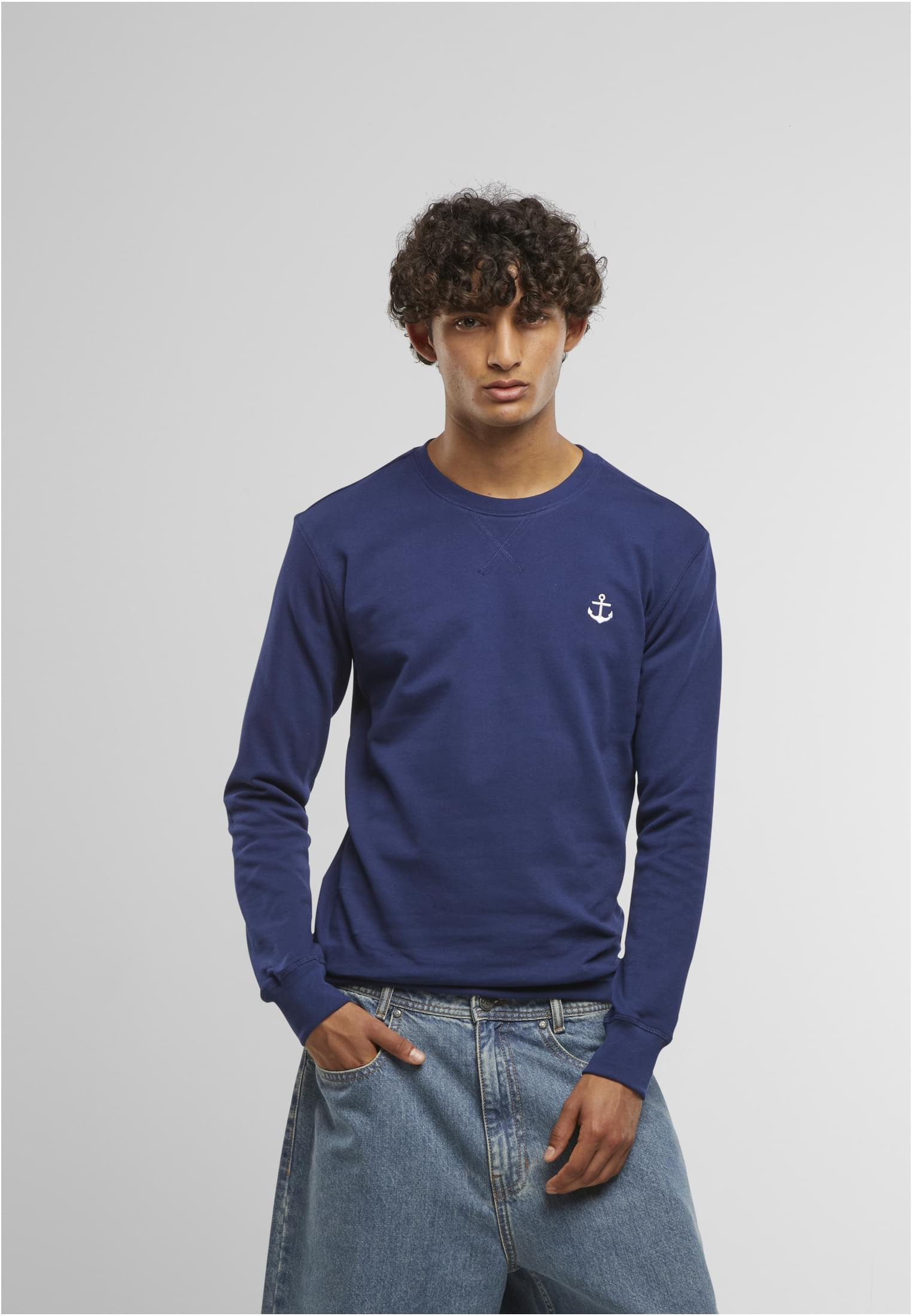 Ankare logotyp bröst Anchor Sign EMB Light Crew Tröja – ljus marin (M light navy)