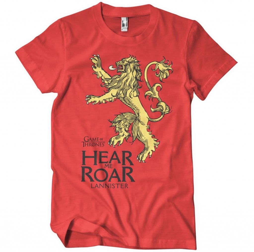 T-shirt Donna In Puro Cotone 'Lannister Hear Me Roar', Stampa Vintage, Taglio Aderente, Certificazione Öko-Tex 100