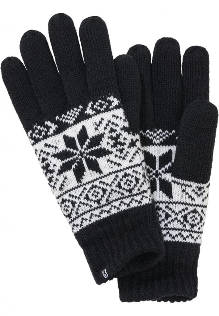 Lusemönstrade stickade vantar - svart/vit (L black)