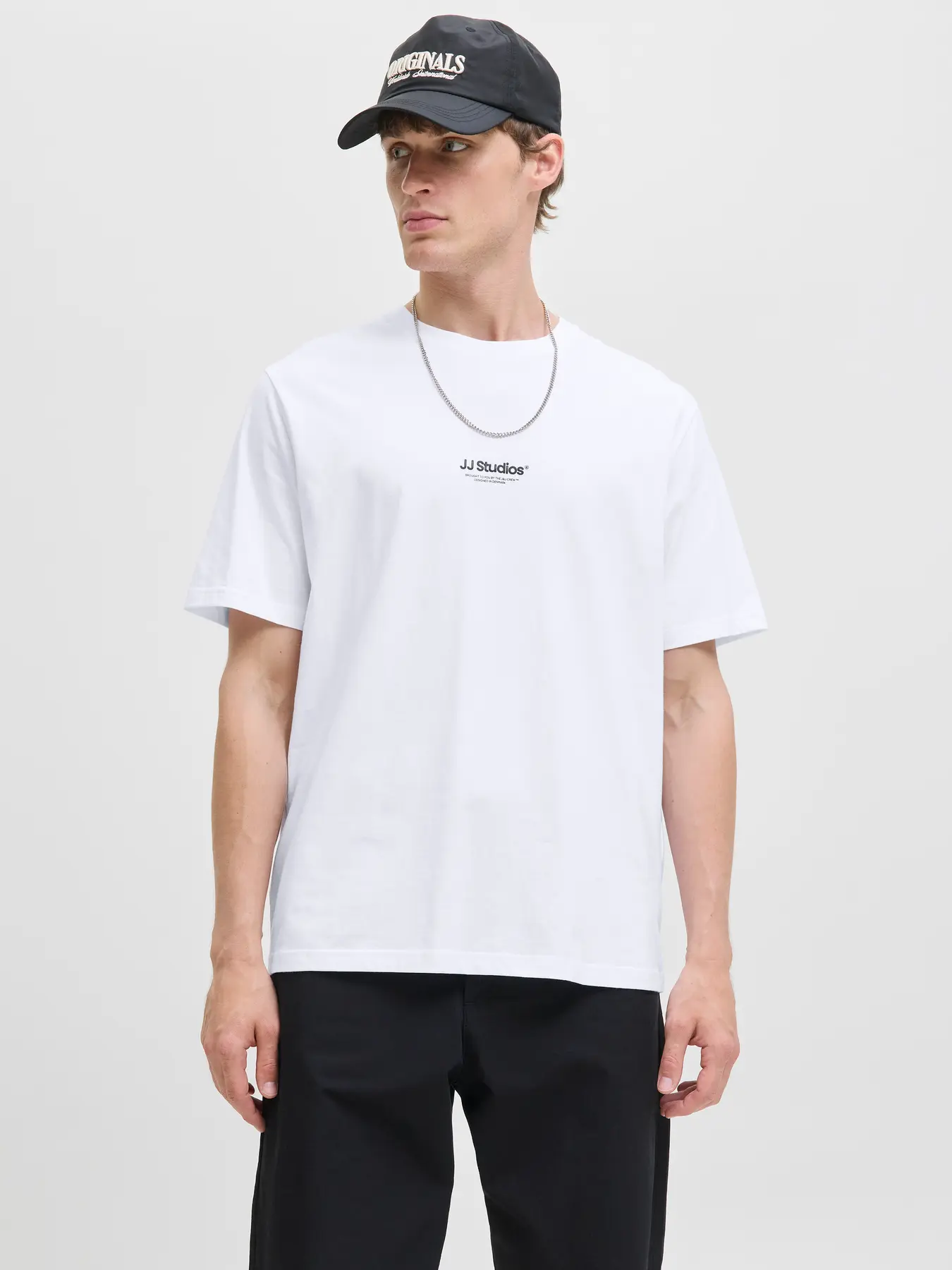 JJ Studios oversized svart T-shirt herr (L White)