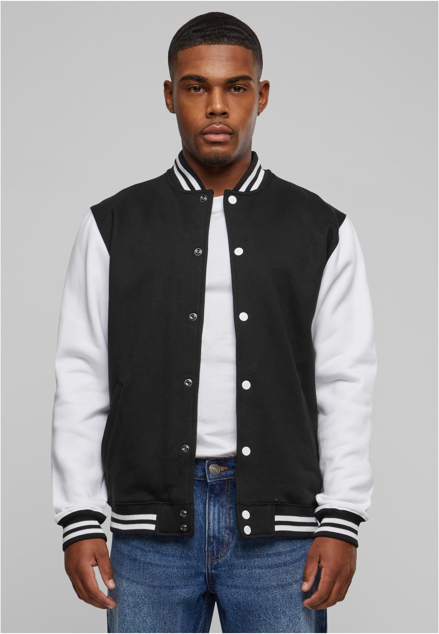 2-tone College Sweatjacket Jacka för herr – blk/wht (L blk/wht)